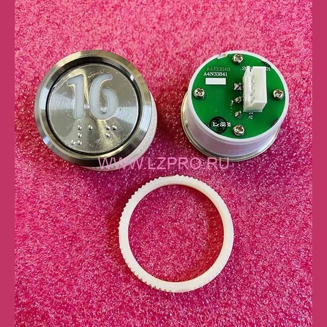 Кнопка "16" (с шрифтом Брайля, белая круговая подсветка, тип BAS231) A4N33841 Otis