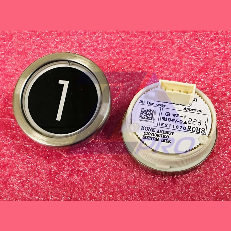 Модуль кнопочный "1" AVDBUT (толкатель черного цвета, белая подсветка) 51071091H03 Kone