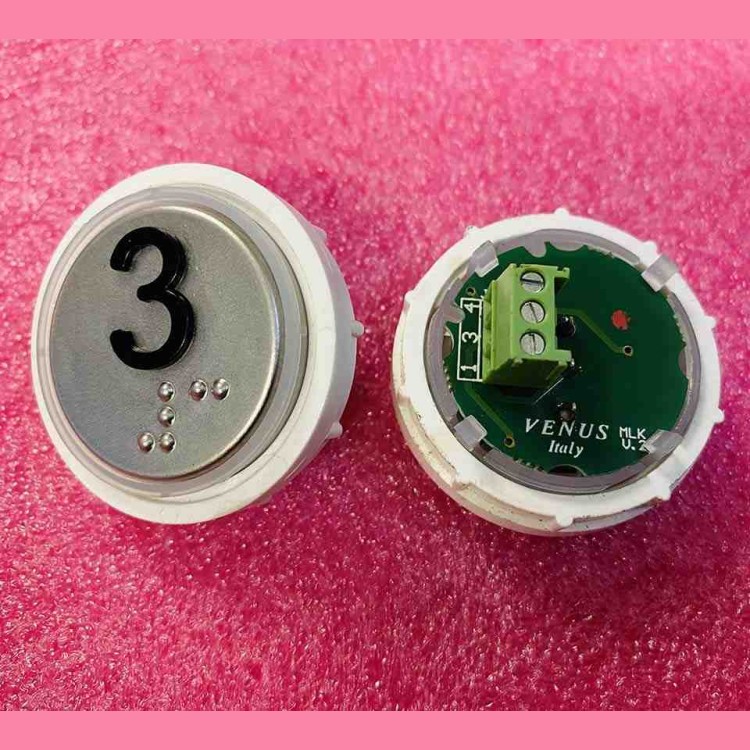 Кнопка 3 красная подсветка с кодом Брайля VENUS V.2 MLK VEGA