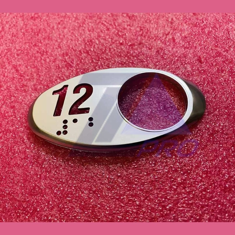 Чиклет "12" матовый серебро шрифтом Брайля Otis MAA250AY312