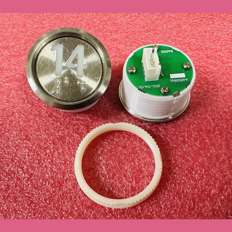 Кнопка "14" (с шрифтом Брайля, белая круговая подсветка, тип BAS231) A4N33841 Otis