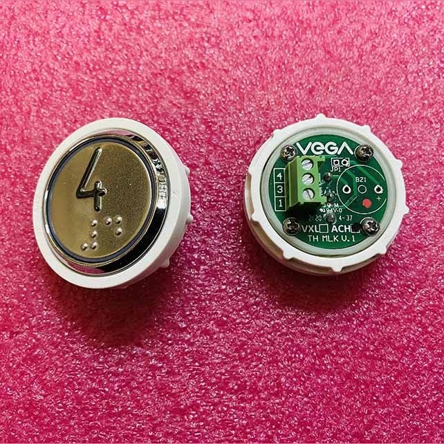 Кнопочный модуль 4 с кодом Брайля, красная подсветка, MLSU, Achille light VEGA